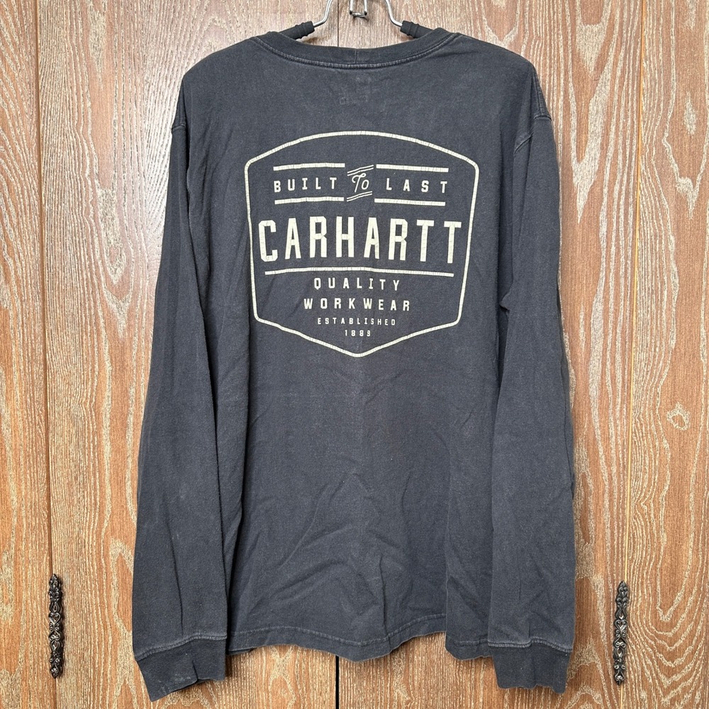 Carhartt Mens L Original Fit Long Sleeve Pocket T-Shirt Black Relaxed Fit Black